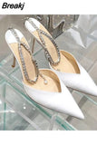 Rhinestones Chains Women Pumps Designer Sandals High Heels Summer Ankle Strap Party Shoes Star Style Wedding Prom