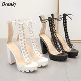 Elegant sandals Women High Heels Pumps Super high heel Women's Banquet sandals waterproof platform toe
