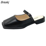 Deformed Heel Autumn Luxury Chain Square Head Shallow Flat Shoes Women's Lazy Loafer Casual Flat Square Heels Lolita