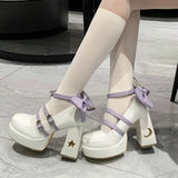 Platform High Heels Pumps Women 2023 Spring Punk Thick Heel Mary Jane Lolita Shoes Woman Patent Leather Cosplay