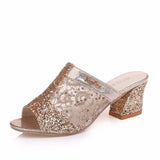 Women Sandals Fashion Thick Heel Peep Toe Women's Shoes Mesh Breathable Sandals Ladies Plus Size Girls Summer Beach