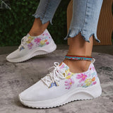 Women Print Platform Sneakers Spring Autumn Knitting Mesh Tennis Shoes Woman Lightweight Non Slip Casual Walking
