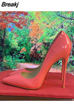 Color Women Pumps 12cm High Heels Shoes Nude Pointed Toe Sexy Stiletto Ladies 10cm 8cm plus size QKOU005