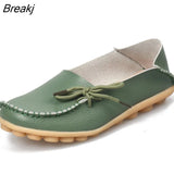Moccasins Women Flats 2022 Autumn Woman Loafers Genuine Leather Female Shoes Slip On Ballet Bowtie Women's Shoes Big