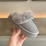 Slippers Women Winter Plush Sandals Luxury Slip on Platform Slides Female Thick Sole Designer Cotton Home