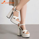 High Heeled Women's Sandals New Fashion 2023 Summer Ankle Buckle Flock Sandals European Style Sexy Party Banquet