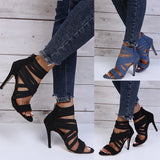 Summer Women's Sandals Elastic Roman Sexy All-match High Heels 9cm Sexy Sandals, Nightclub Girls High Heels Hot Dance