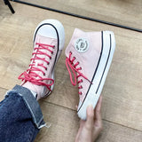 Women's Canvas Shoes 2024 Spring Lace Up Round Toe Causal Flat Shoes Student Sneakers Girls Skateboard Vulcanized Tennis