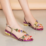 New Diamond Sandals Women Wear Flat Sandals In Summer Non-Slip Bohemian Crystal Sandals