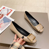 Woman 2023 Patent Leather Ballet Flats Shallow Mouth Modis Casual Female Sneakers Buckle Ladies' Footwear Square Toe New