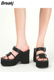 Wedge Heels Sandals For Women 2023 Summer Chunky Heeled Casual Ankle Strap Fashion Women Sandals