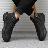Men Chelsea Boots Slip-on Waterproof Ankle Boots Retro Black Men Fashion Boots Motorcycle Shoes Plus Size