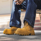 Breakj Charcoal Black High Tube Male British Thick Chelsea Boots Locomotive Martin Pipe Boots Trend Short Boots