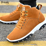 Men Sneakers Waterproof Ankle Boots Warm Plush Hiking Footwear Non-slip Unisex Tooling Shoes Platform Winter Cotton