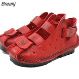 2023 Summer Soft Bottom Flat Genuine Leather Women Shoes Personality Leisure Women Sandals Retro Handmade Sandals