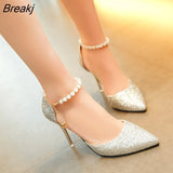 Trend Pointed Toe Wedding Bride High Heels Shoes Female Party Mules Elegant Women Pumps Designer Shoes Sexy Dress