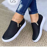 Women 2023 New Flat Shoes Slip-on Casual Sports Shoes Platform Sneakers Zipper Temperament Walking Shoes for