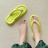 Summer Soft Pearl Flip Flops Women Eva Clip Toe Non Slip Beach Slippers Woman 2023 Cute Platform Slides Sandals