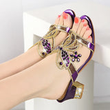 Diamond Sandals Slippers Women Wear Butterfly Fashion Bohemian Rough Heels Set With Diamond Crystal Slippers In