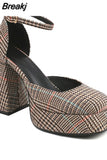High Heeled Women Pumps 2023 Vintage Buckle Mary Jane Shoes Great Quality In Spring Summer All-match Temperament