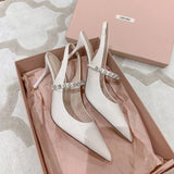 Decor Women Pumps Sexy Pointed Toe High Heels Mary Janes Wedding Dress Shoes Woman Crystal Stiletto Summer