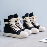 Shoes High-top Canvas Shoes Women All-match Casual Shoes Lace-up Sneakers Men Flat Platform Shoes Zipper Vulcanized