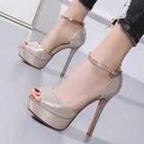 Sandals Women Shoes 2023 Gladiator High Heels 12CM Platform Sandals Pumps Peep Toe Ladies Shoes Party Bridal Wedding
