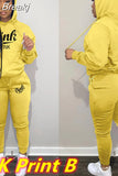 Two Piece Set Women Hooded Sweatsuits Fashion Pink Letter Leopard Print Tracksuit Casual Female Outfits Streetwear