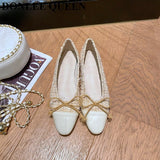 Brand Mixed Color Flats Shoes Women Slip On Casual Ballerina Soft Loafer Female Bow Knot Shoes Office Zapatillas De