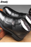 Genuine Leather Shoes Men Winter Boots Warm Plush for Cold Winter Mens Ankle Boots Cow Leather Male Footwear Black