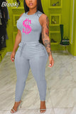 Solid Women Skinny Two Piece Sets Spring Bodycon Tracksuits Dollar Print Top And Leggings Pants 2pcs Outfits 2023