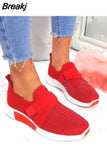 Women Shoes 2023 Summer Fly Weave Rhinestone Flats Shoes Women Fashion Plus Size Sneakers Women Platform Casual Sport