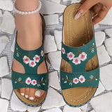 Breakj Slippers Women's Car Slopes And Slippers Flat Solid Color Thick Bottom Home One Foot Embroidered Cool