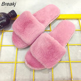 Women Open Toe Furry Slippers 2022 Fashion Slides for Women Home Warm Indoor Cotton Slippers Ladies Casual Shoes Fur Flip