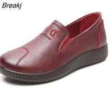 Women's Genuine Leather Casual Shoes Autumn Loafers Ladies Flats Classic Sewing Round Toe Outside Shoes Woman