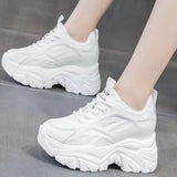 Women's Mix Color Chunky Sneakers 2024 Spring Breathable Mesh Platform Sports Shoes Woman Lace Up Thick Sole Casual Shoes