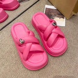 Women Slippers Summer Shallow Med Slides Platform Fashion Butterfly-Knot Shale Female Beach Soft Luxury Sabot