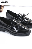 Patent Leather Women's Loafers Platform Slip on Shoes for Women Spring British Tassel Casual Flats Shoes Chaussures