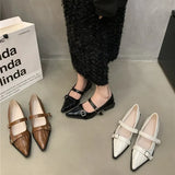 Small Leather Shoes 2024 New Spring Thick-Heeled Low-Heeled High-Heeled Shoes Vintage French Style Mary Jane Single