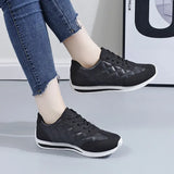 Women's Solid Color Casual Sneakers 2024 Trend Woman Lace Up Platform Soft Sole Walking Shoes Quilted Pattern Walking