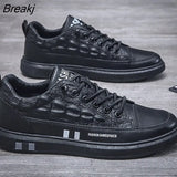 Autumn Korean Crocodile Pattern Leather Shoes for Men Low-top Mid-top Casual Shoes Trend Shoes Sports Men's