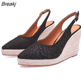 Fashion High Heels Women Party Shoes Pointed toe Pumps Brand Ladies Wedges Elegant Woman Wedge Heel 10cm Plus Size 42