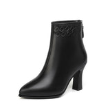 Winter New Fashion Pointed Back Zipper Naked Boots for Women's Versatile Comfortable Solid Color Fashion Boots for