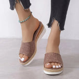Buckle Peep Toe Women Sandals Wedges Comfort Lightweight High Heels Wear-resistant Women Office Wedding Sandals