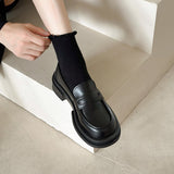 Leather Shoes Women's English Style Shoes 2024 New Summer Retro Flat-Soled Love Shoes Black One-Footed Women's