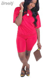 Juicy Print Tracksuit Women Round Neck Short Sleeve Tshirt And Shorts Two Piece Sets Summer Sporty Fitness Outfits