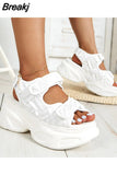 Summer Women Platform Sandals Wedges Thick Bottom Casual Mesh Shoes Woman High Heels Comfortable Sandals