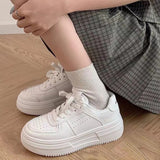 Woman Casual Shoes Lace-up Platform Running Sneakers Women Comfort Shoes Female Flat Fashion White Sports Shoes
