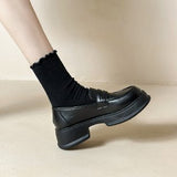 Leather Shoes Women's English Style Shoes 2024 New Summer Retro Flat-Soled Love Shoes Black One-Footed Women's