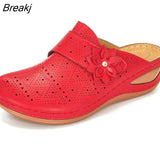 Women Summer Slip On Cutout Slippers Ladies PU Leather Flower Shoes Woman Fashion Casual Platform Female Slipper 2020